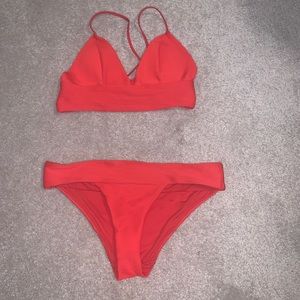 H&M bright red ribbed bikini ❤️